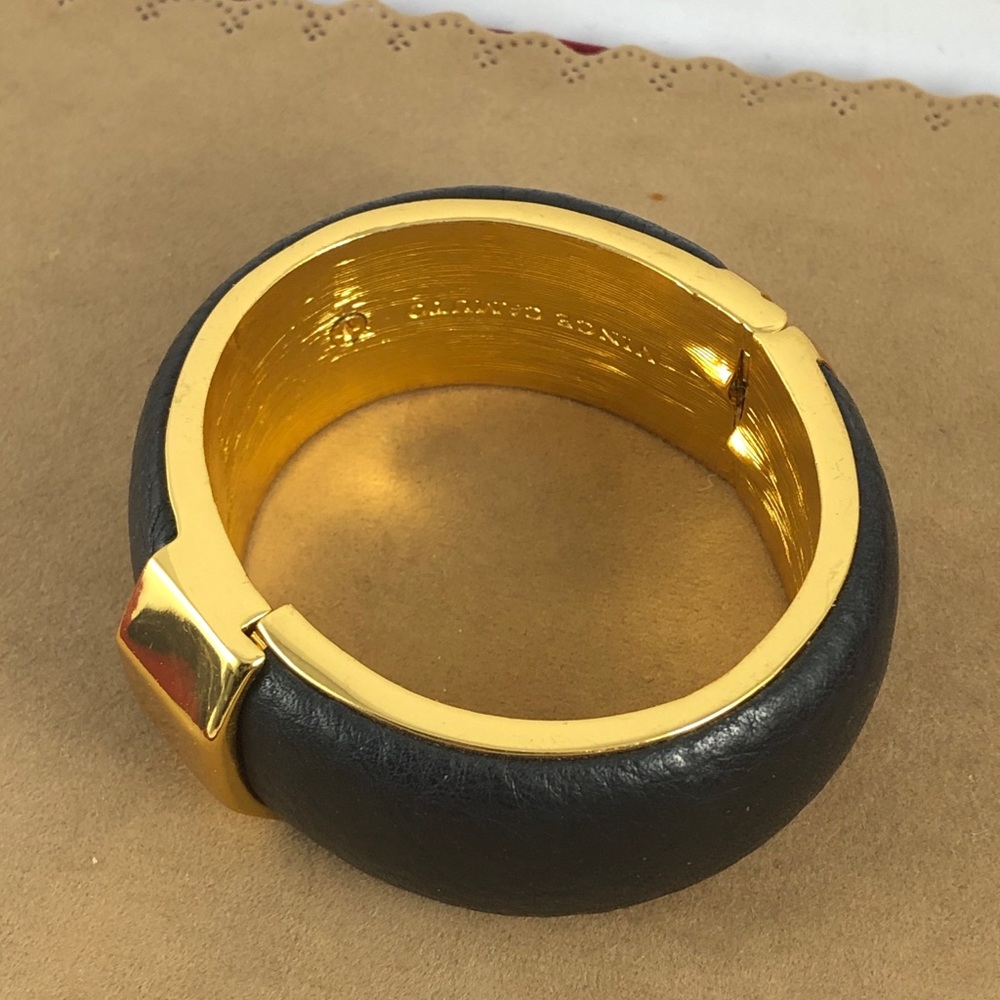 Vince Camuto Leather Covered Gold Tone Bangle - Picture 6 of 7